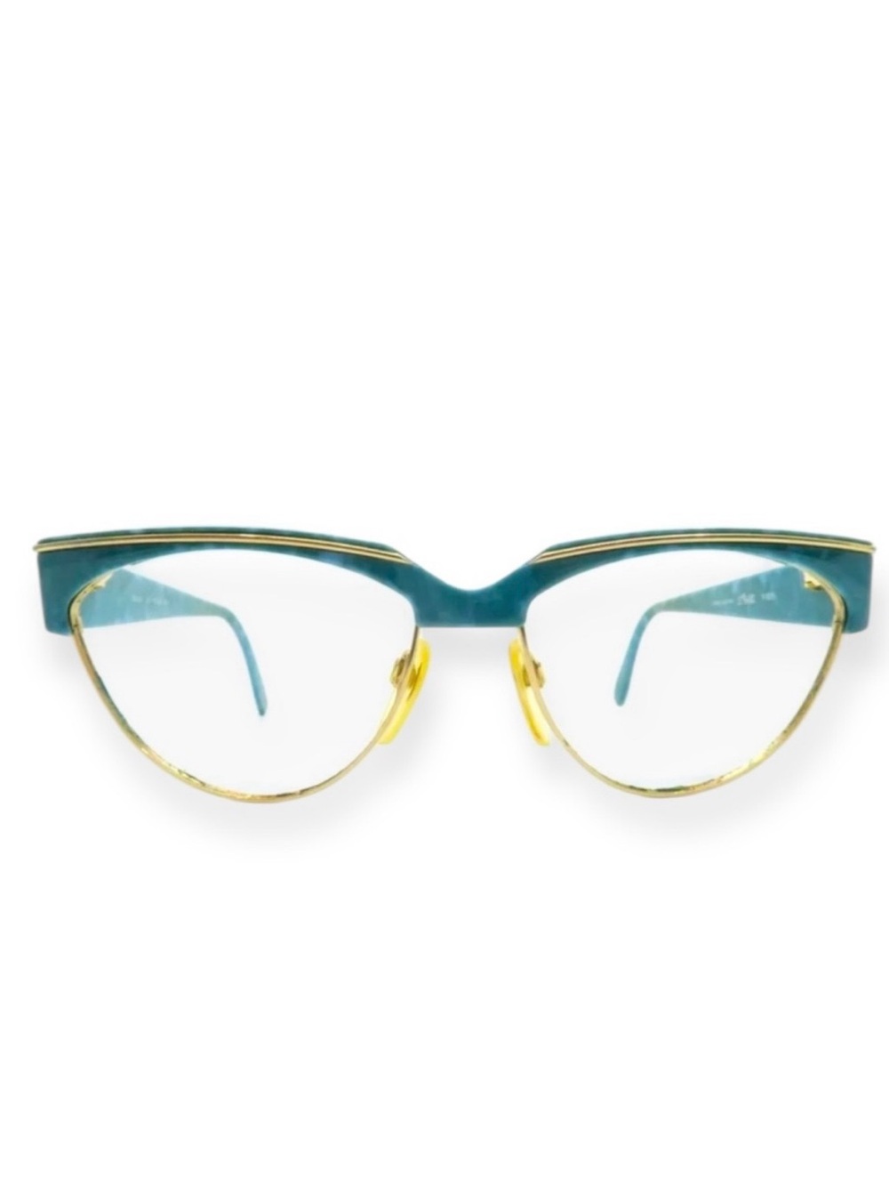 1980’s Silhouette Angular Green and Gold Eyeglasses, Model 6097, Made in Austria